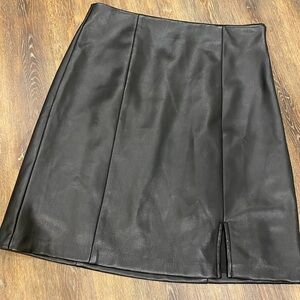 LOFT Black Mini Skirt Faux Leather
